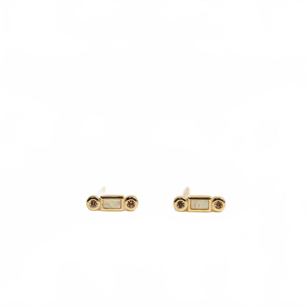 NEW JAXKELLY women's bar opal earrings in white